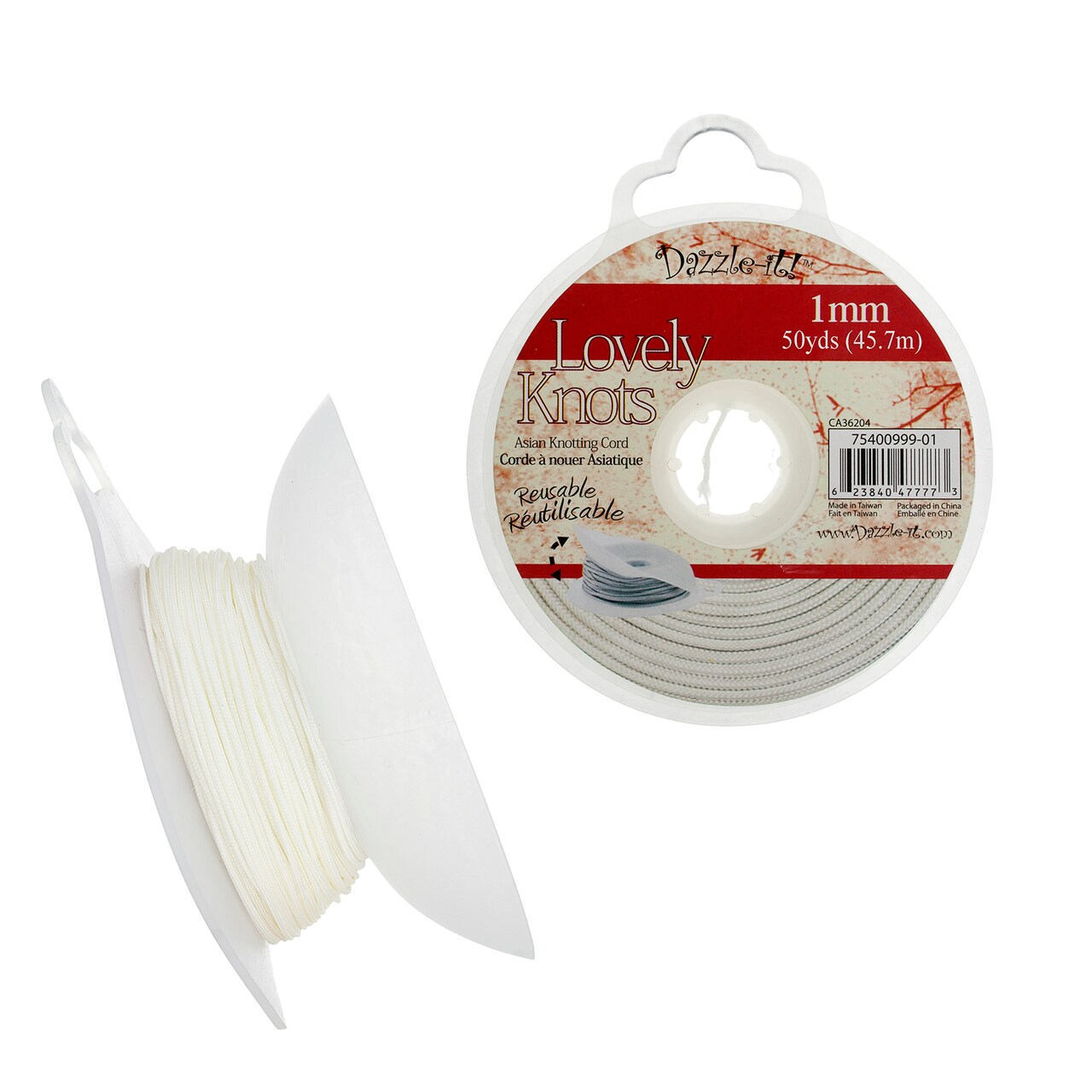 John Bead Lovely Knots 1mm Asian Knotting Cord with Bobbin, 50yds